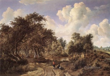 A Wooded Landscape 1660 Meindert Hobbema woods forest Oil Paintings